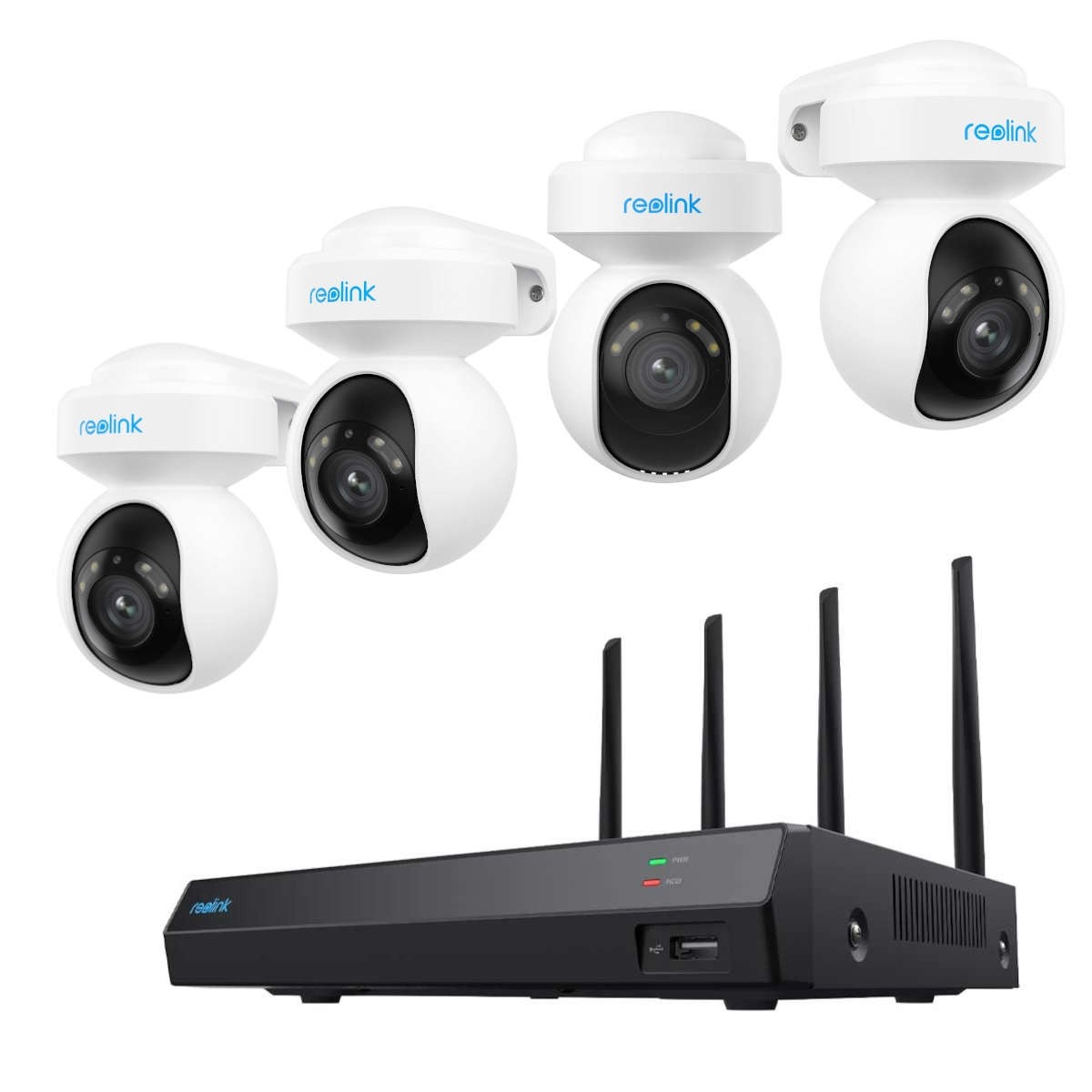 Reolink NVS12W Netzwerkrekorder inkl. 2 TB Festplatte und 4x Reolink E Series E540 5MP WLAN Kamera