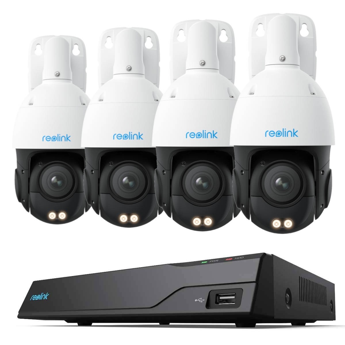 Reolink NVS8 8-Kanal Netzwerkrekorder inkl. 2TB und 4x Reolink P840 8 MP Überwachungskamera mit Auto-Tracking - Komplettset für Videoüberwachung