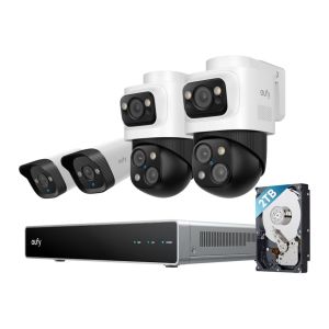 Eufy PoE NVR Security System S4 Videoüberwachungs-Set mit 2x Triple-Lens-PTZ-Kameras, 2x 4K-Bullet-Kameras, Netzwerkvideorekorder inklusive 2-TB-Festplatte
