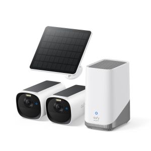 EufyCam E40 2-Cam Kit + HomeBase S380 und Solarpanel - Kabelloses Solar-Überwachungskamera-Set mit 2K-QHD-Auflösung, MaxColor Vision und lokaler Speicherung