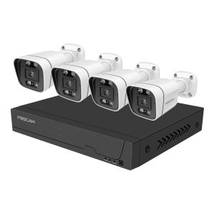 Foscam FNA108E-B4-2T 8-Kanal 4K 8 MP PoE Komplettset für die Videoüberwachung mit 4 Überwachungskameras