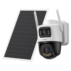Imou AOV Dual Kit batteriebetriebene 5+5 MP 4G & WLAN-Überwachungskamera mit intelligenter Erkennung und Tracking, integrierter Sirene, inkl. Solarpanel, SIM-Karte, 128 GB SD-Karte
