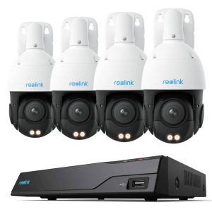 Reolink NVS8 8-Kanal Netzwerkrekorder inkl. 2TB und 4x Reolink P840 8 MP Überwachungskamera mit Auto-Tracking - Komplettset für Videoüberwachung