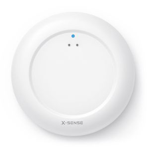 X-Sense SWS0A Wassermelder – Vorderansicht in Weiß mit LED-Anzeige