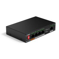 Dahua Switch DH-SF1005P Kompakter Desktop-Switch mit fünf Anschlüssen, davon vier mit Power-over-Ethernet (PoE), Port 1 liefert bis zu 60W für PoE Gerät