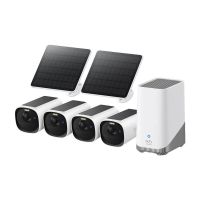 EufyCam E40 4-Cam Kit + HomeBase S380 und Solarpanel - Kabelloses Solar-Überwachungskamera-Set mit 2K-QHD-Auflösung, MaxColor Vision und lokaler Speicherung