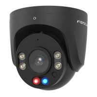 Foscam W5EP intelligente 5 MP POE-Überwachungskamera mit integrierten Scheinwerfern, Rot-blaue Warnlichter und einer Alarmsirene (schwarz)