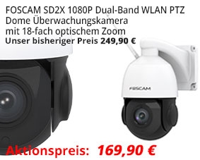  FOSCAM SD2X 1080P Dual-Band WLAN PTZ Dome Überwachungskamera mit 18-fach optischem Zoom