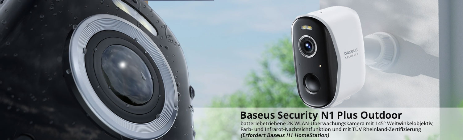 Baseus Security N1 Plus batteriebetriebene 2K WLAN-Überwachungskamera mit 145°-Weitwinkelobjektiv (Erfordert Baseus H1 HomeStation) Baseus Security N1 Plus batteriebetriebene 2K WLAN-Überwachungskamera mit 145°-Weitwinkelobjektiv (Erfordert Baseus H1 HomeStation)