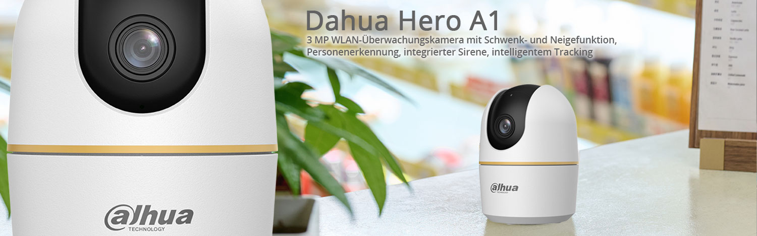 Dahua Hero A1 3 MP WLAN-Überwachungskamera mit Schwenk- und Neigefunktion, Personenerkennung, Sirene, intelligentem Tracking Dahua Hero A1 3 MP WLAN-Überwachungskamera mit Schwenk- und Neigefunktion, Personenerkennung, Sirene, intelligentem Tracking