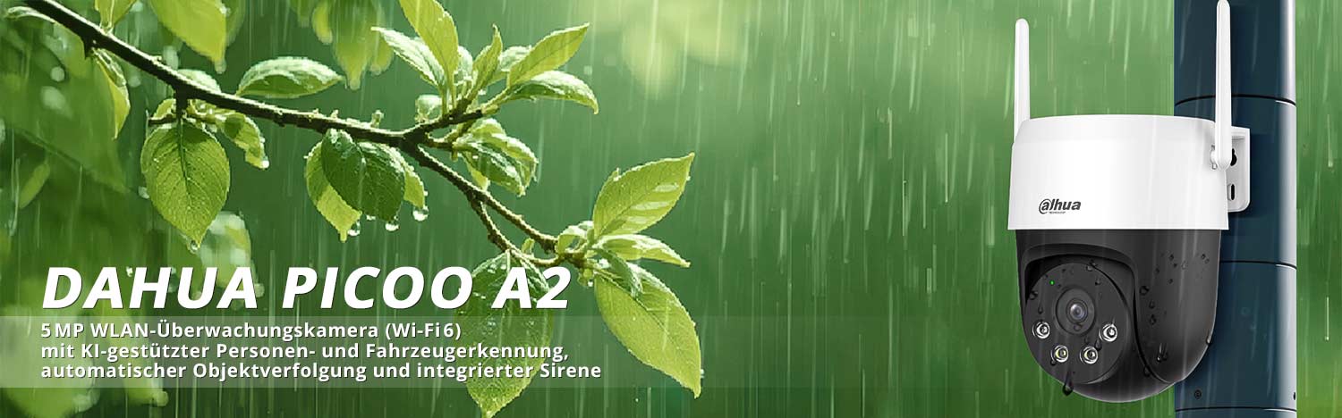 Dahua Picoo A2 5 MP WLAN-&Uuml;berwachungskamera mit Personen- und Fahrzeugerkennung, integrierter Sirene, intelligentem Tracking, Wi-Fi 6