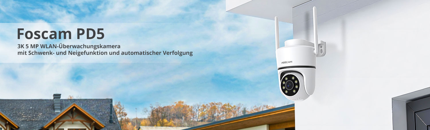 Foscam PD5 3K 5 MP WLAN-&Uuml;berwachungskamera mit Schwenk- & Neigefunktion und automatischer Verfolgung