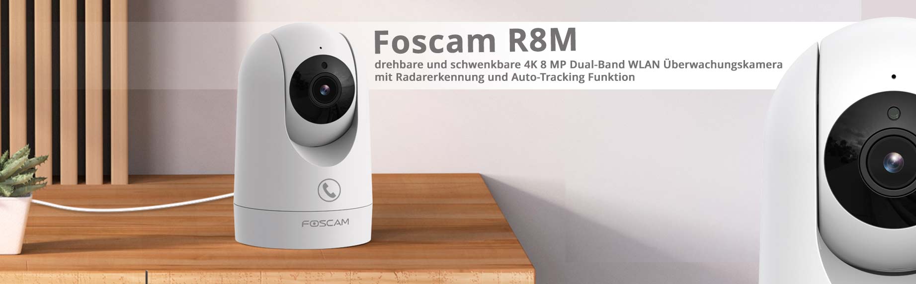 Foscam R8M drehbare und schwenkbare 4K 8 MP Dual-Band WLAN Innen-&Uuml;berwachungskamera mit Radarerkennung