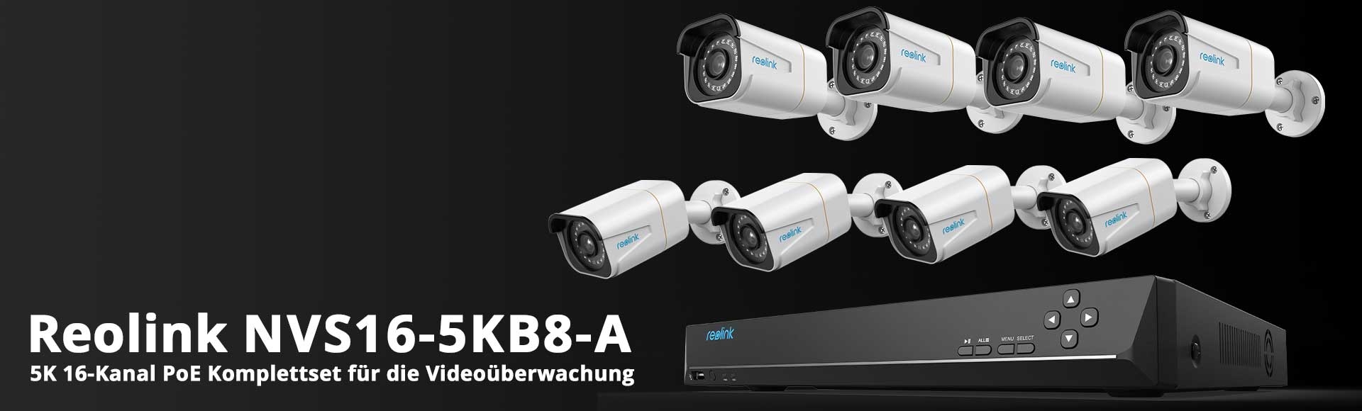 Reolink RLK16-810B8-A 5K 16-Kanal PoE Komplettset für die Videoüberwachung 