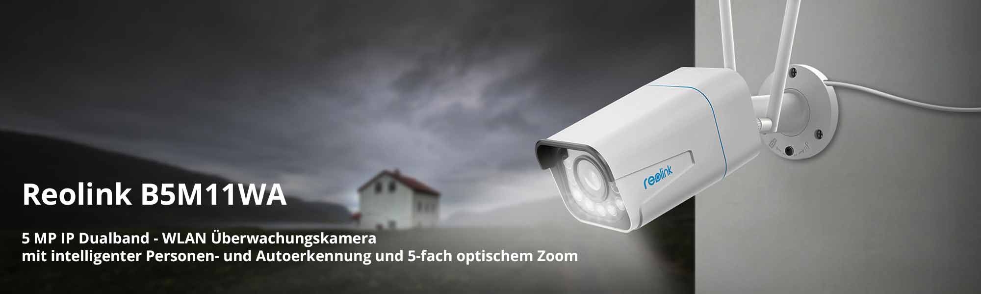 Reolink B5M11WA 5 MP IP Dualband - WLAN Überwachungskamera mit  intelligenter Personen- & Autoerkennung und 5-fach optischem Zoom  6975253980963