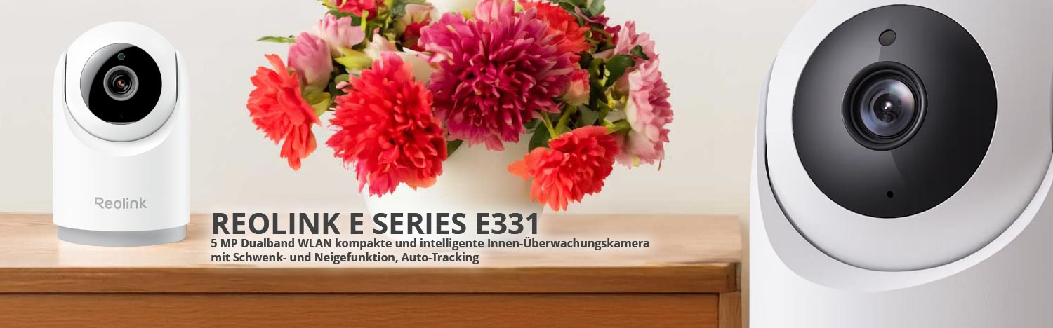 Reolink E Series E331 5 MP Dualband WLAN kompakte und intelligente Innen-Überwachungskamera mit Schwenk- und Neigefunktion, Wi-Fi 6 Reolink E Series E331 5 MP Dualband WLAN kompakte und intelligente Innen-Überwachungskamera mit Schwenk- und Neigefunktion, Wi-Fi 6