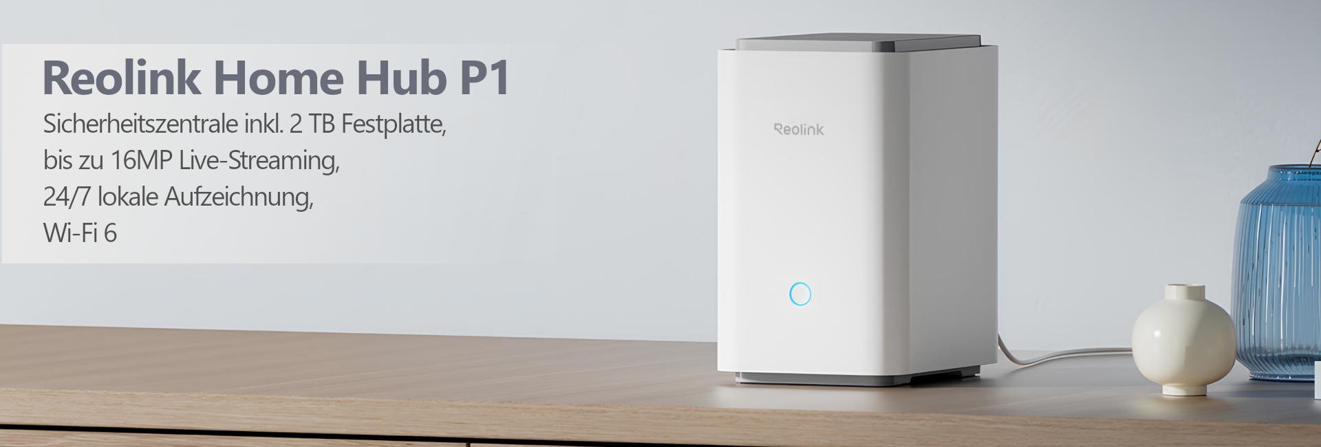 Reolink Home Hub 1 Sicherheitszentrale, bis zu 16 MP Live-Streaming, inkl. 128 GB microSD-Karte, Wi-Fi 6