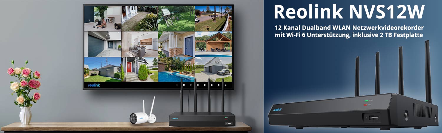 Reolink NVS12W 12 Kanal Dualband WLAN Netzwerkvideorekorder 