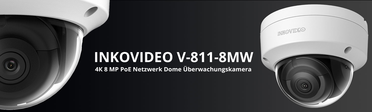 INKOVIDEO V-811-8MW 4К 8 MP PoE Netzwerk Dome Überwachungskamera 