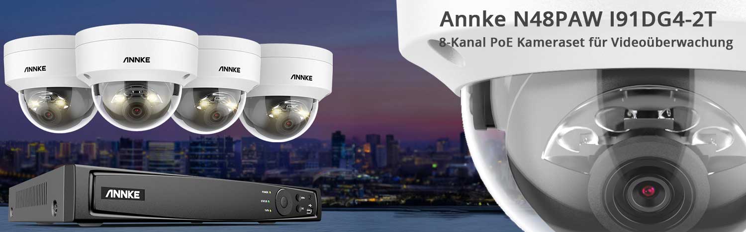 Annke N48PAW I91DG4-2T 4K 8-Kanal PoE Kameraset für Videoüberwachung mit Personen- und Fahrzeugerkennung