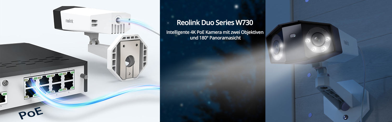 Reolink Duo Series P730 Intelligente 4K PoE Kamera mit zwei Objektiven und 180° Panoramasicht