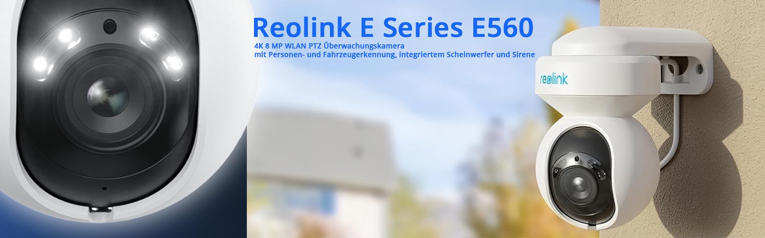 Reolink E Series E560 4K 8 MP WLAN PTZ Überwachungskamera mit Personen- und Fahrzeugerkennung